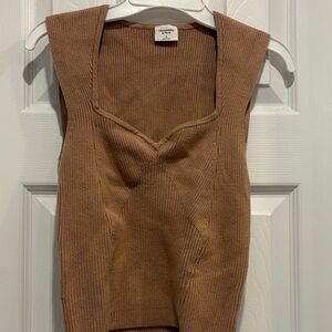 Abercrombie & Fitch Tan Ribbed Knit Top